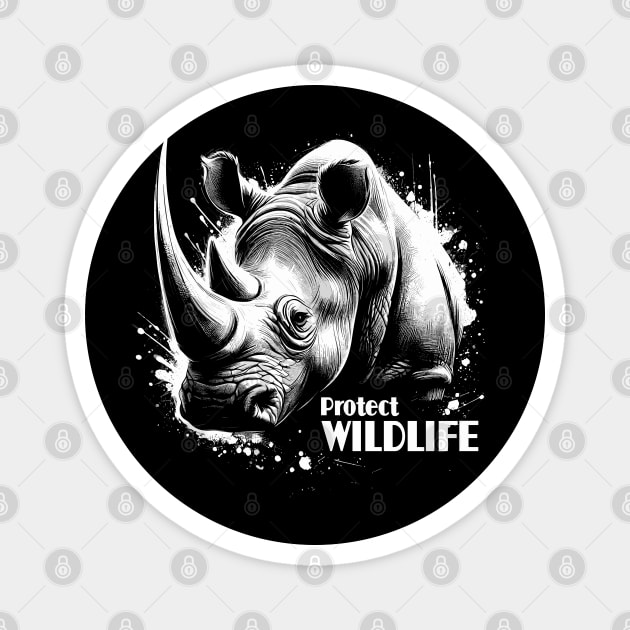 Rhino Protect Wildlife Magnet by PrintSoulDesigns